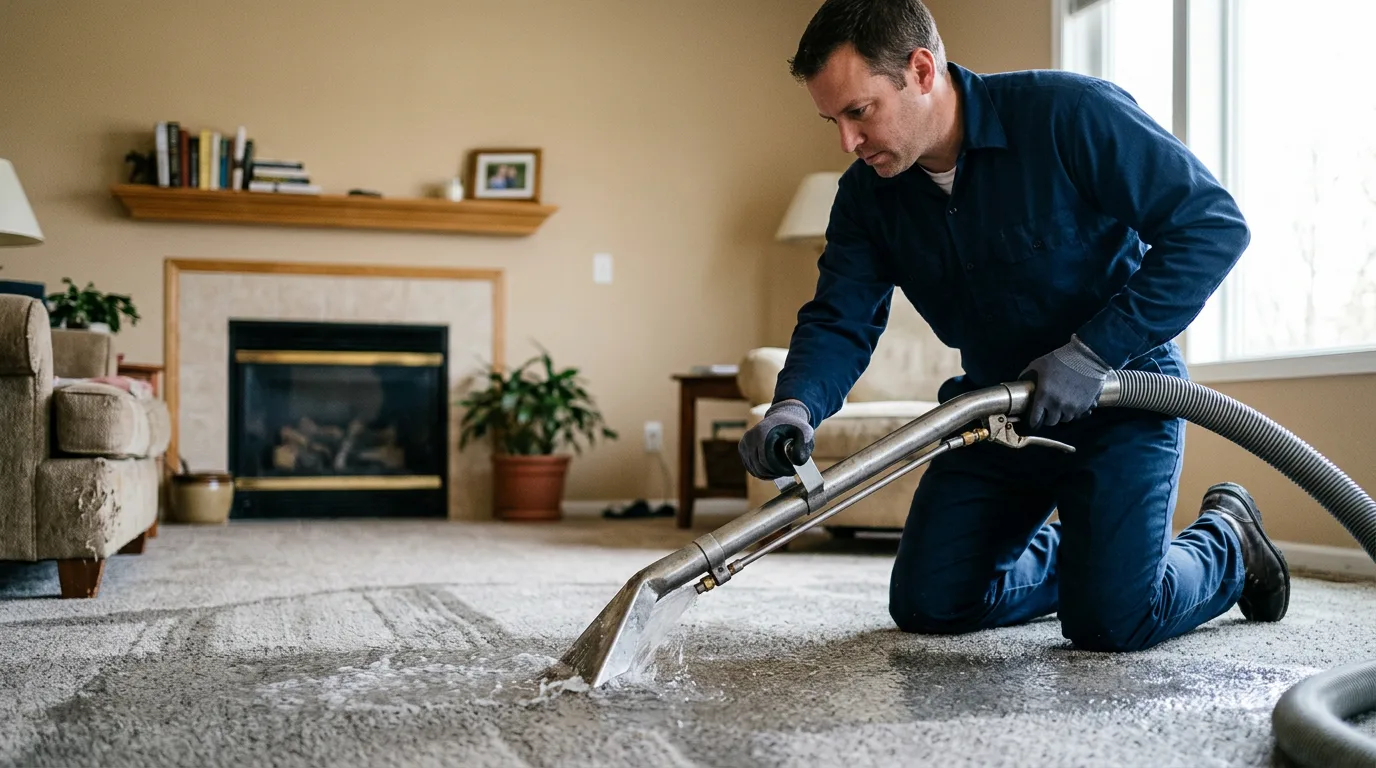 Water damage restoration technician working near Bovey, MN